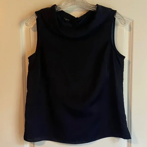 Talbots Dark Blue Sleeveless Collared Dressy Top - Picture 2 of 6